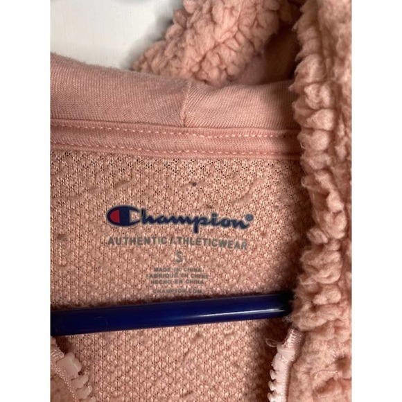 Champion Fuzzy Teddy Bear Girls Zip-up Jacket Sz Small Rose - Picture 4 of 4